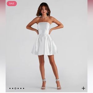 Hadley Strapless Pleated Satin Party Dress
